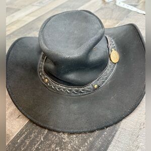 Outback Survival Gear Black Leather Western Hat | Crushable Buffalo Leather | Sm